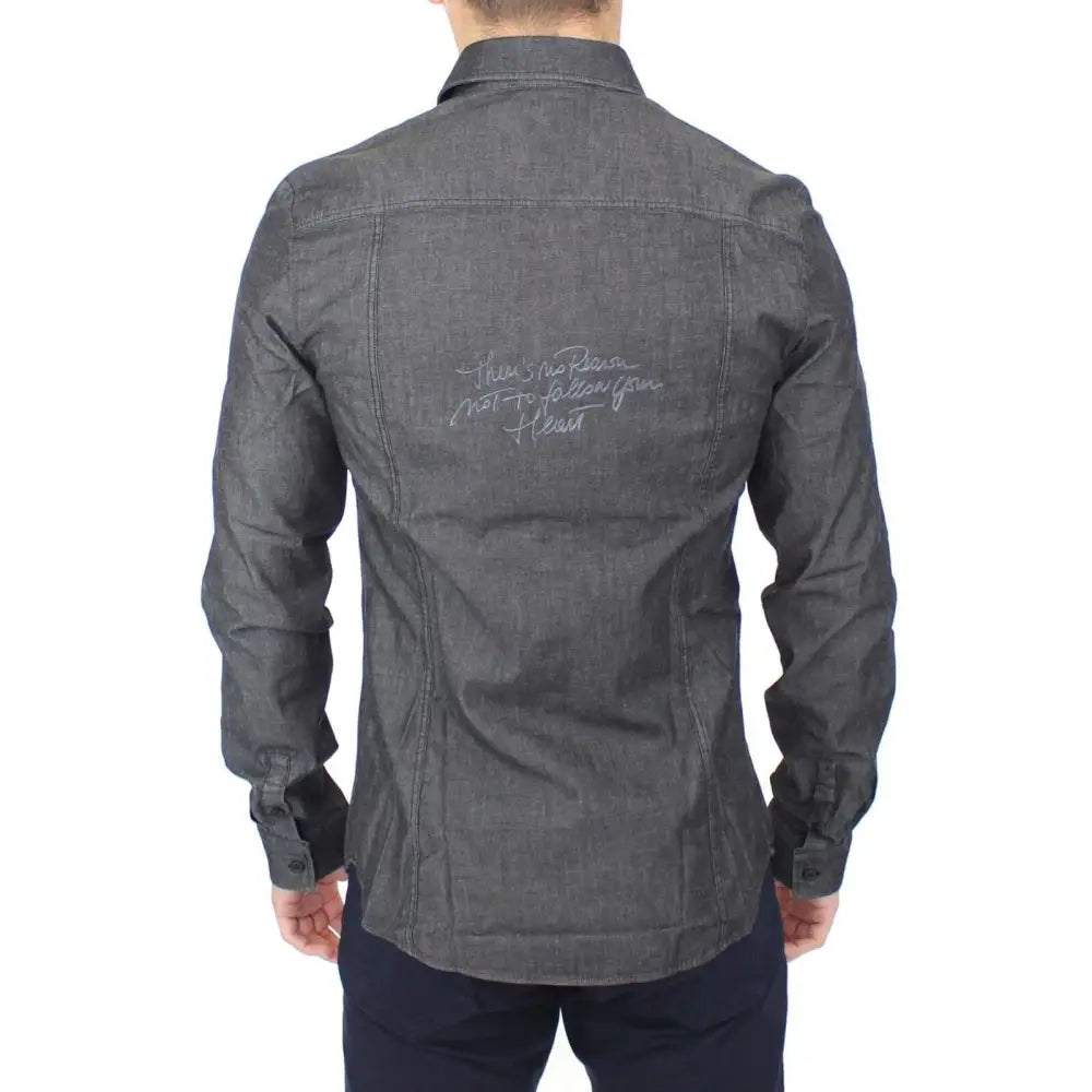 Ermanno Scervino Denim Jeans Cotton Casual Gray Stretch Shirt