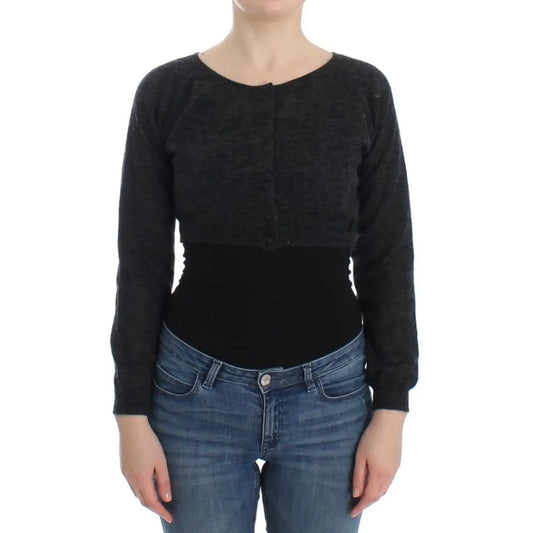Ermanno Scervino Gray Knit Wool Cardigan Sweater