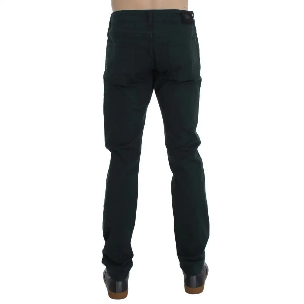 Ermanno Scervino Green Cotton Denim Stretch Straight Fit Jeans