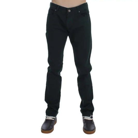 Ermanno Scervino Green Cotton Denim Stretch Straight Fit Jeans