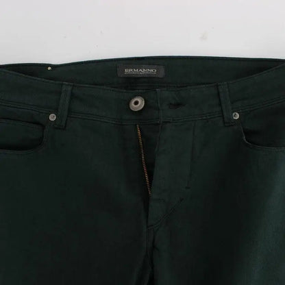 Ermanno Scervino Green Cotton Denim Stretch Straight Fit Jeans