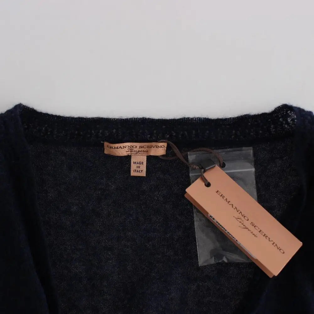 Ermanno Scervino Knit Blue Wool Sweater Cardigan