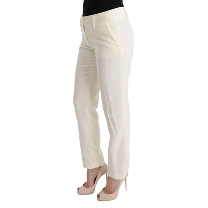 Ermanno Scervino White Cotton Regular Fit Casual Pants