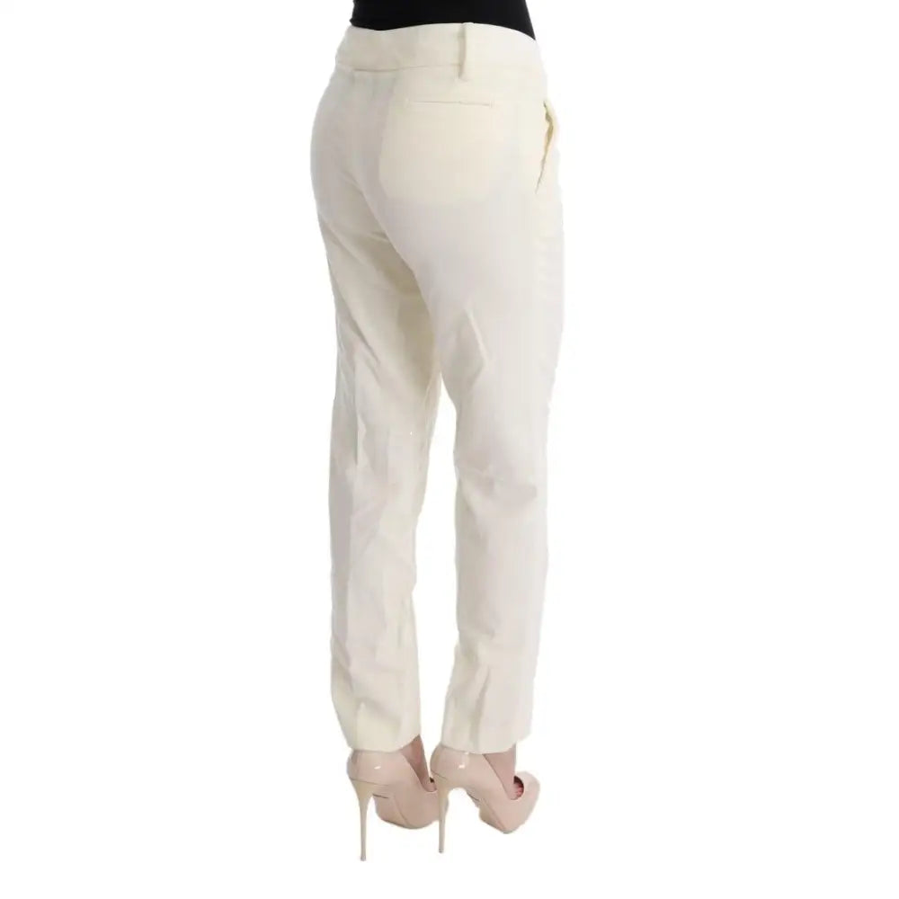 Ermanno Scervino White Cotton Regular Fit Casual Pants