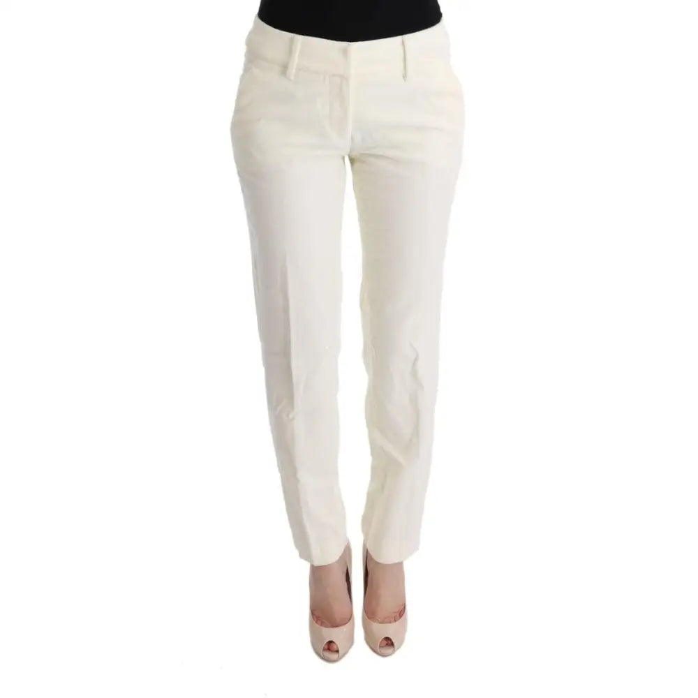 Ermanno Scervino White Cotton Regular Fit Casual Pants