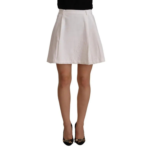 Ermanno Scervino White High Waist A-line Mini Cotton Skirt