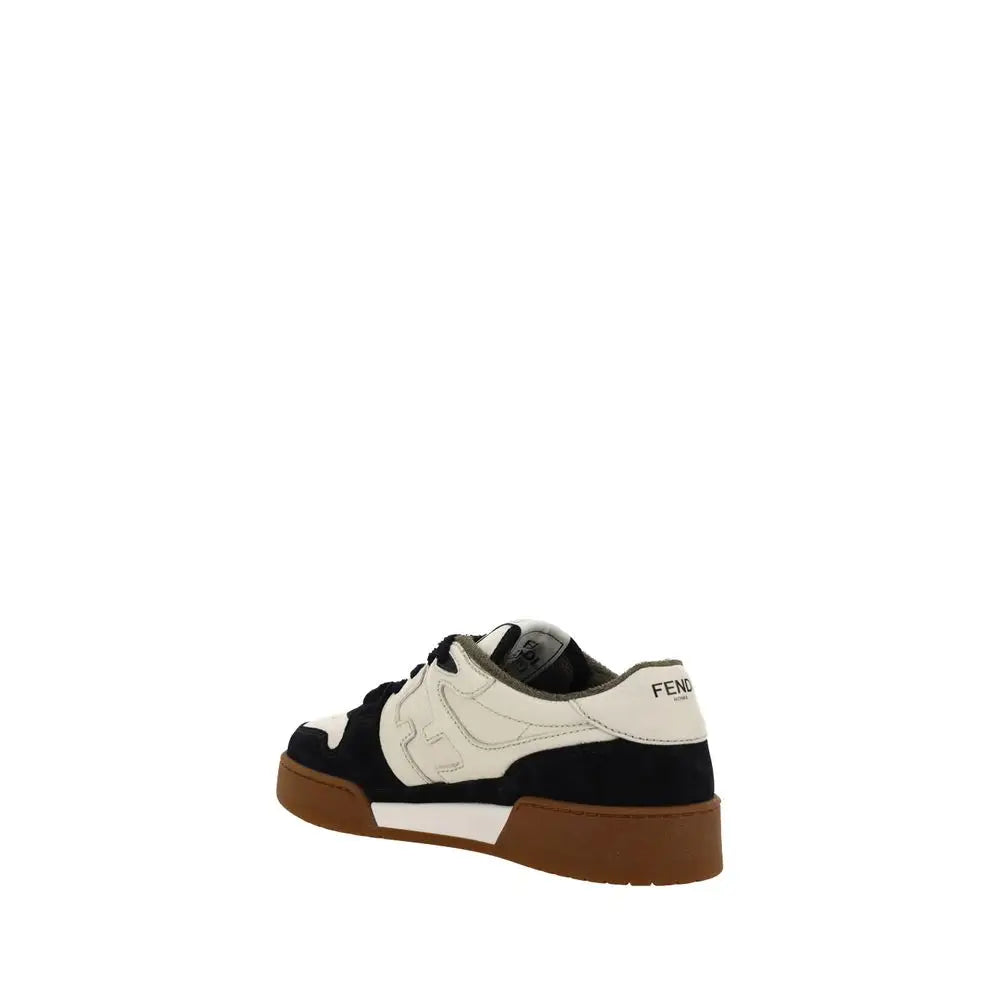 Fendi black calf leather Bos Taurus sneakers with brown rubber sole