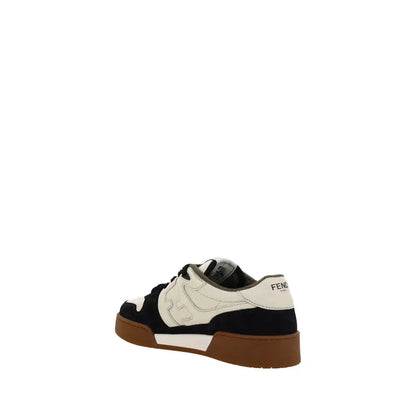 Fendi black calf leather Bos Taurus sneakers with brown rubber sole