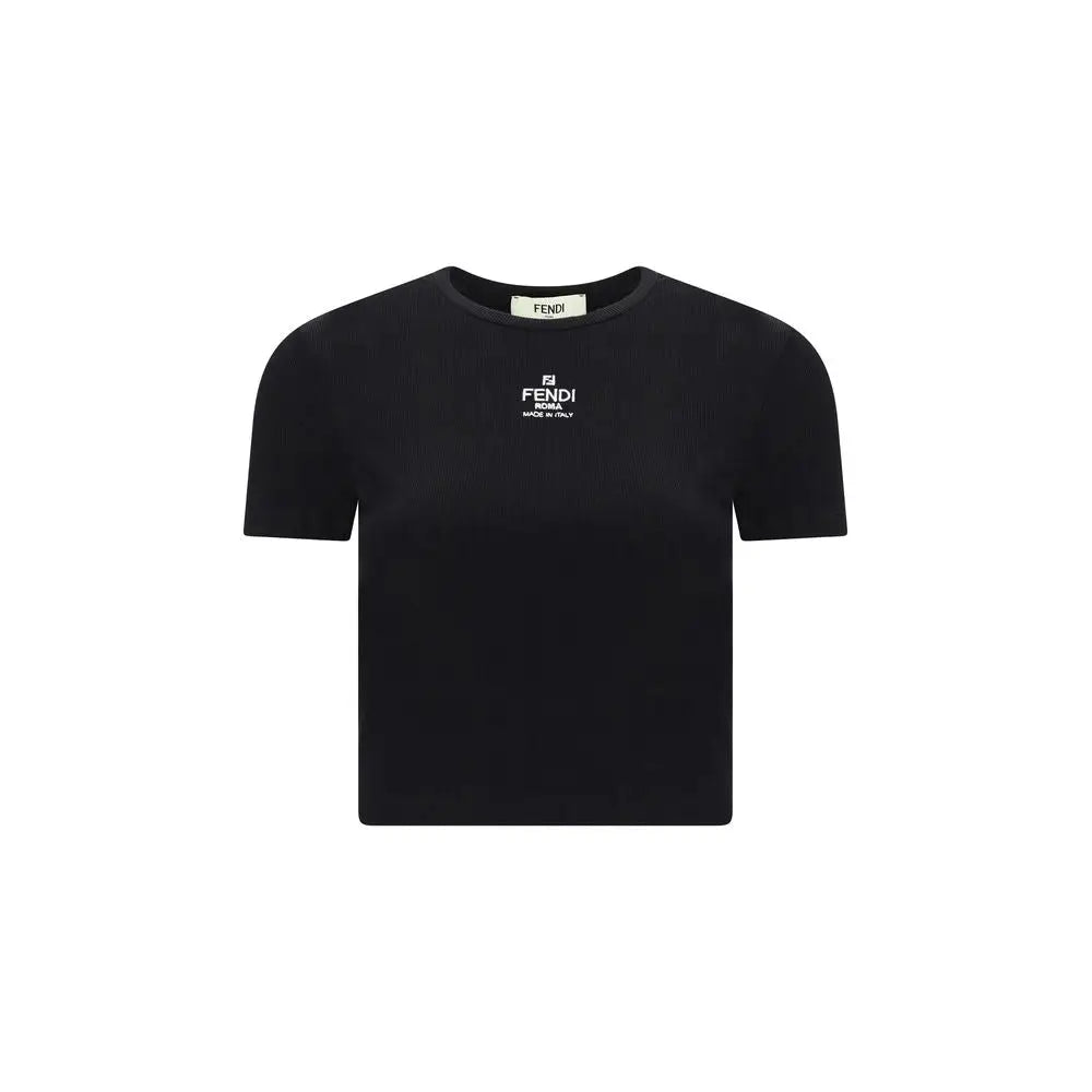 Fendi sort bomuldstrøje med hvid logo og Made in Italy – spar 30-70% på mode