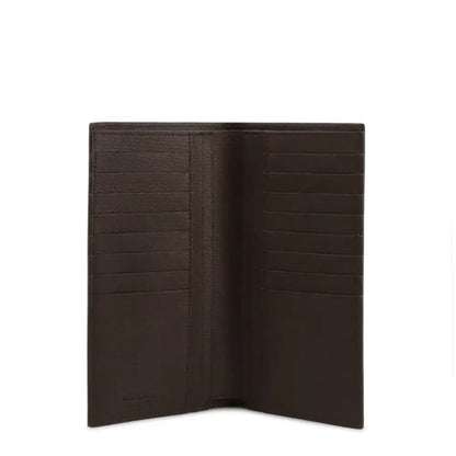 Mørk brun læderpung Ferragamo 660991 med kortslots og midterdeler