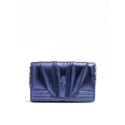Ferrari Metal blue GT patent leather bag with chain