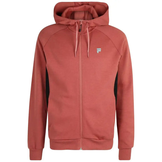 Rustfarvet Fila lynlås sweatshirt med sorte sidepaneler og dragsko i sort bomuld