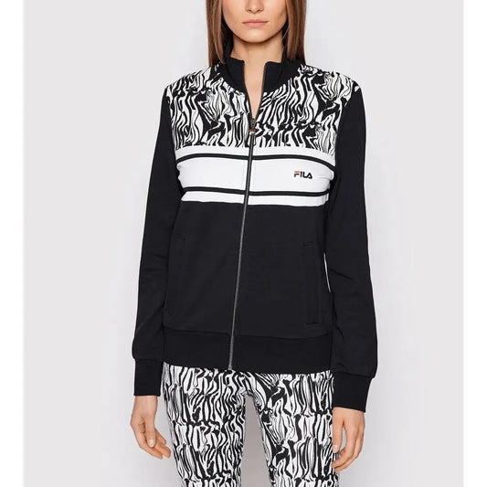 Fila sort trøje i sort bomuld med zebra-stribet jakke