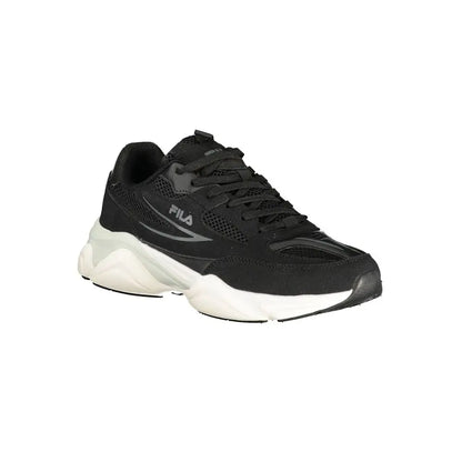 Fila black polyurethane mænds sneaker med hvid sål og mesh overdel