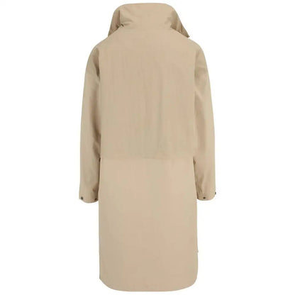 Fila green cotton coat med beige trench, struktureret hætte og subtile søm-detaljer