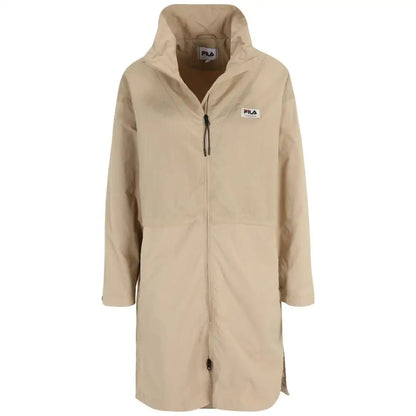 Fila grøn bomuld coat med beige hætte trench design