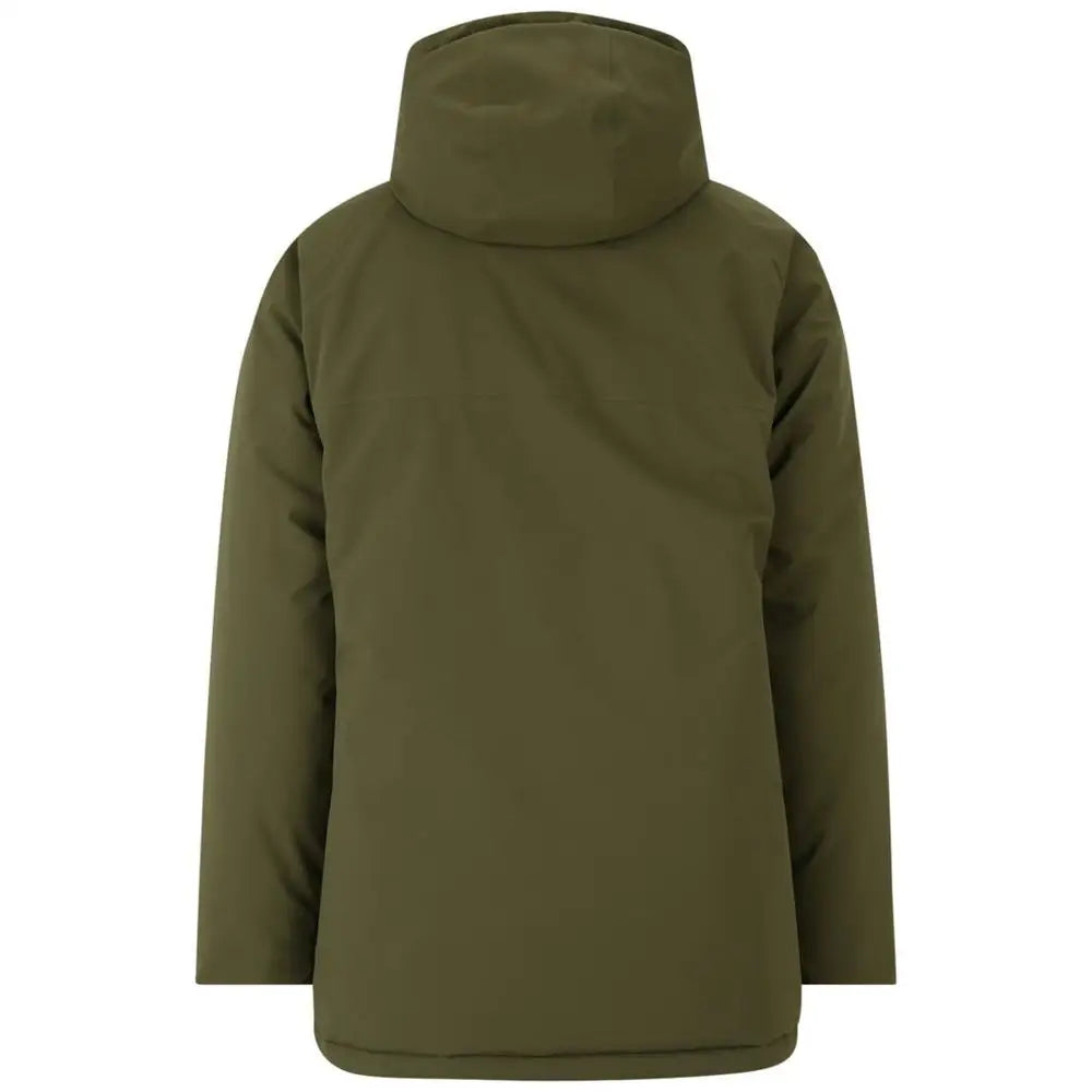 Fila green polyester parka: olive green puffer jacket with hood and quilted design