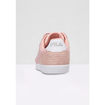 Fila pink leather low top sneakers with white rubber sole and suede upper