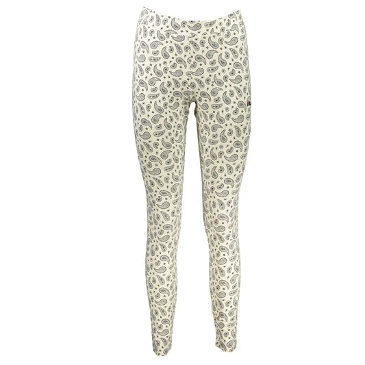 Fila white cotton pant med cremede leggings i sort paisleymønster med prikker