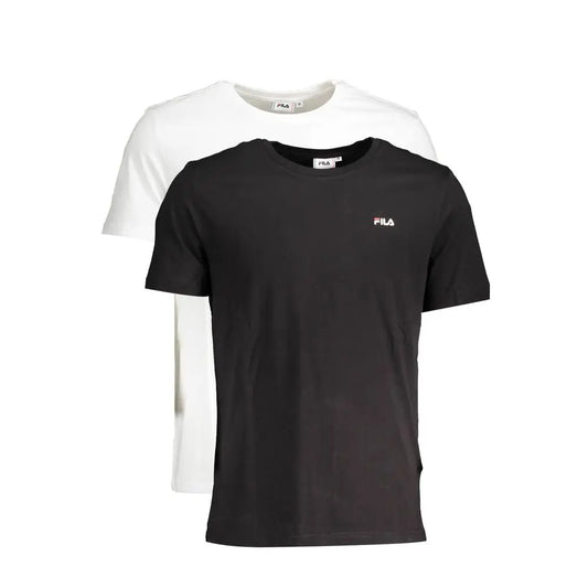 Fila white cotton women t-shirt i sort-hvid med logo på venstre bryst