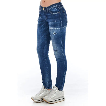 Frankie Morello Blue Cotton Women Jeans