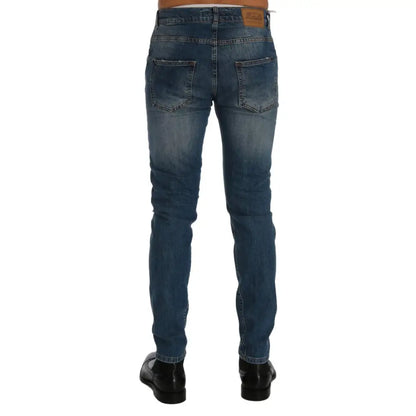 Frankie Morello Blue Wash Torn Dunfermile Slim Fit Jeans