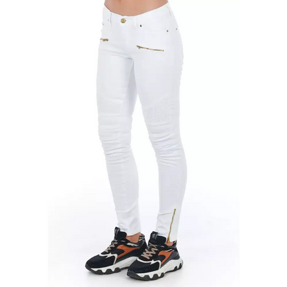 Frankie Morello White Cotton Women Jeans