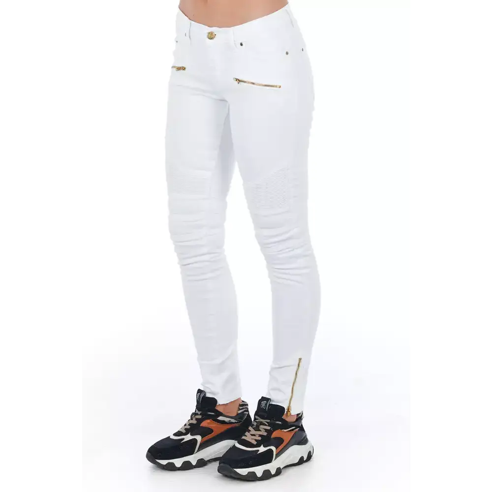Frankie Morello White Cotton Women Jeans