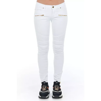 Frankie Morello White Cotton Women Jeans