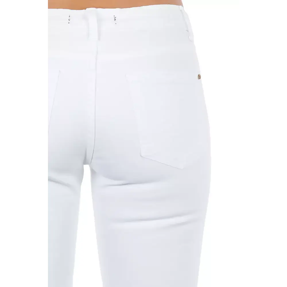 Frankie Morello White Cotton Women Jeans