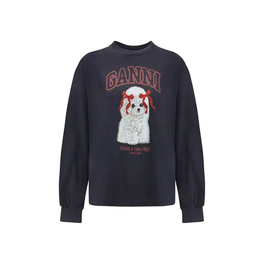 Ganni Black Cotton Sweatshirt - L - Sweatshirts