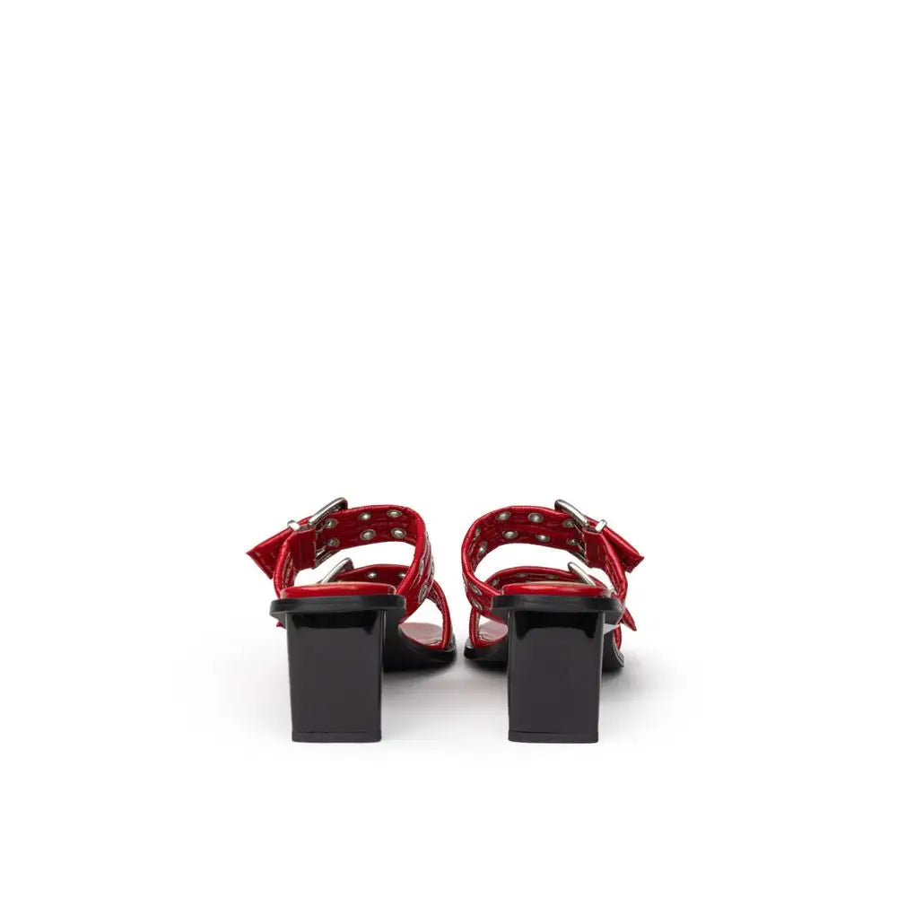 Ganni Red Leather Sandal - Sandaler