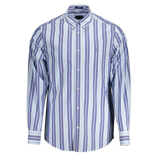 Gant light blue cotton herre shirt med lyseblå og lilla striber