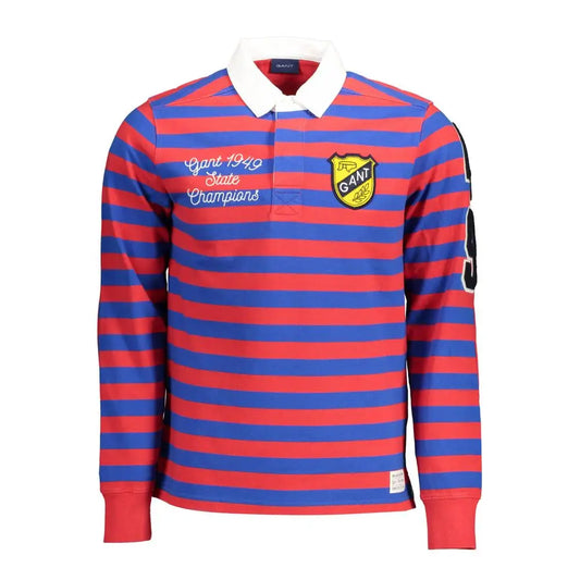 Gant rød bomuld polo med blå striber og 1949 champions broderi