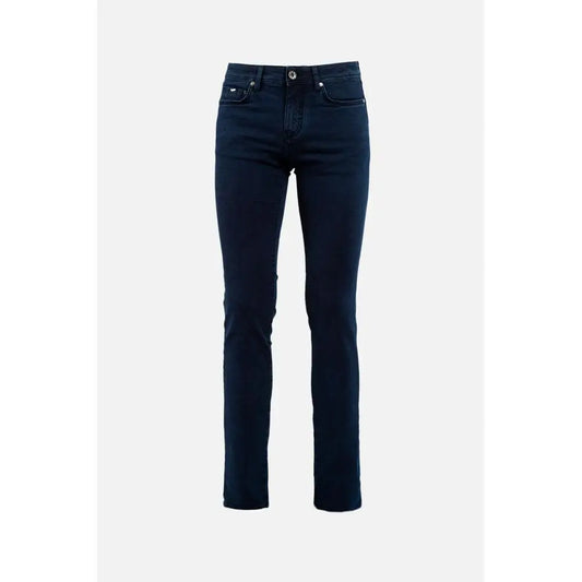 Gas Blue Cotton Slim Fit Jeans i mørkeblå denim med slank pasform og klassisk femlommedesign