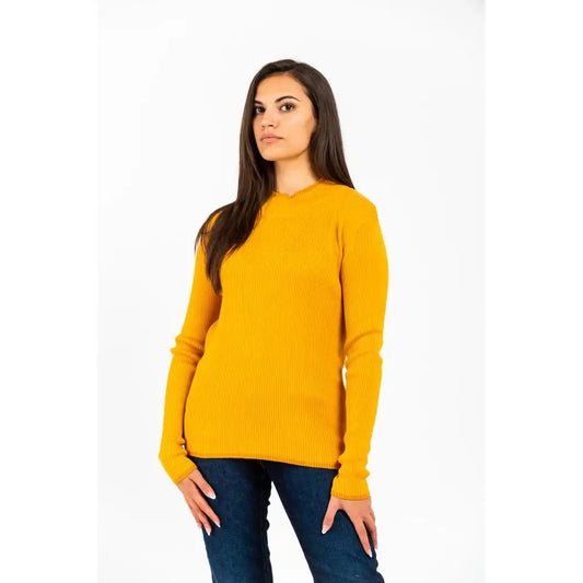 Gas Yellow uldsweater i gul farve med rib-strik