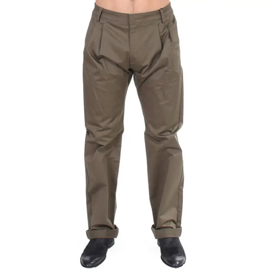 GF Ferre Green Cotton Stretch Comfort Fit Pants