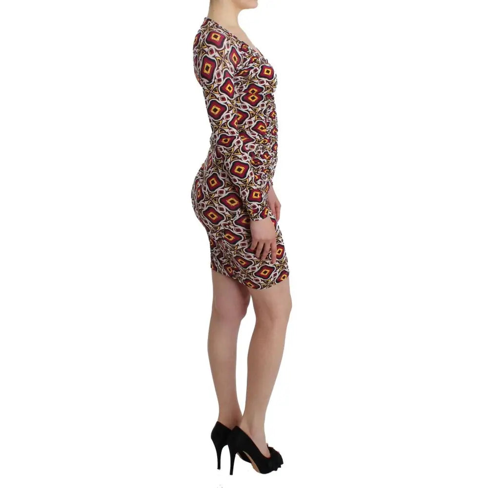 GF Ferre Multicolor Longsleeved Viscose Shift Dress