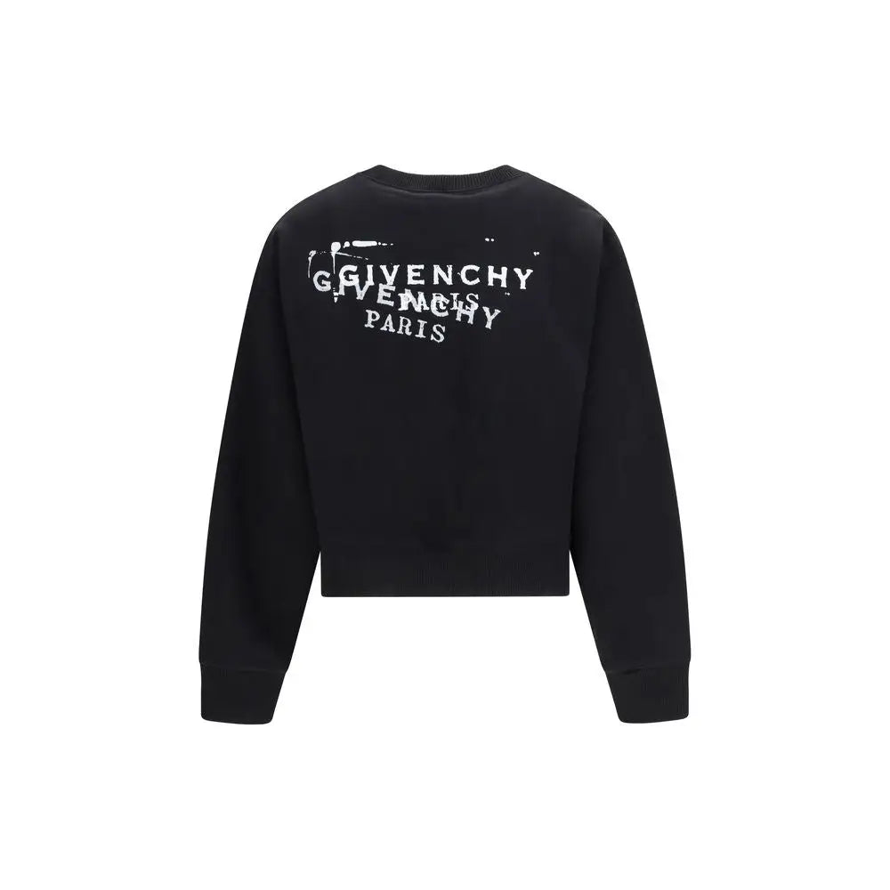 Sort Givenchy black cotton sweatshirt med hvid distressed logo på ryggen