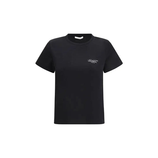 Sort givenchy black cotton t-shirt med subtilt hvidt logo på venstre bryst