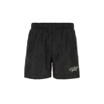 Givenchy black polyamide swim shorts with subtle white logo on leg