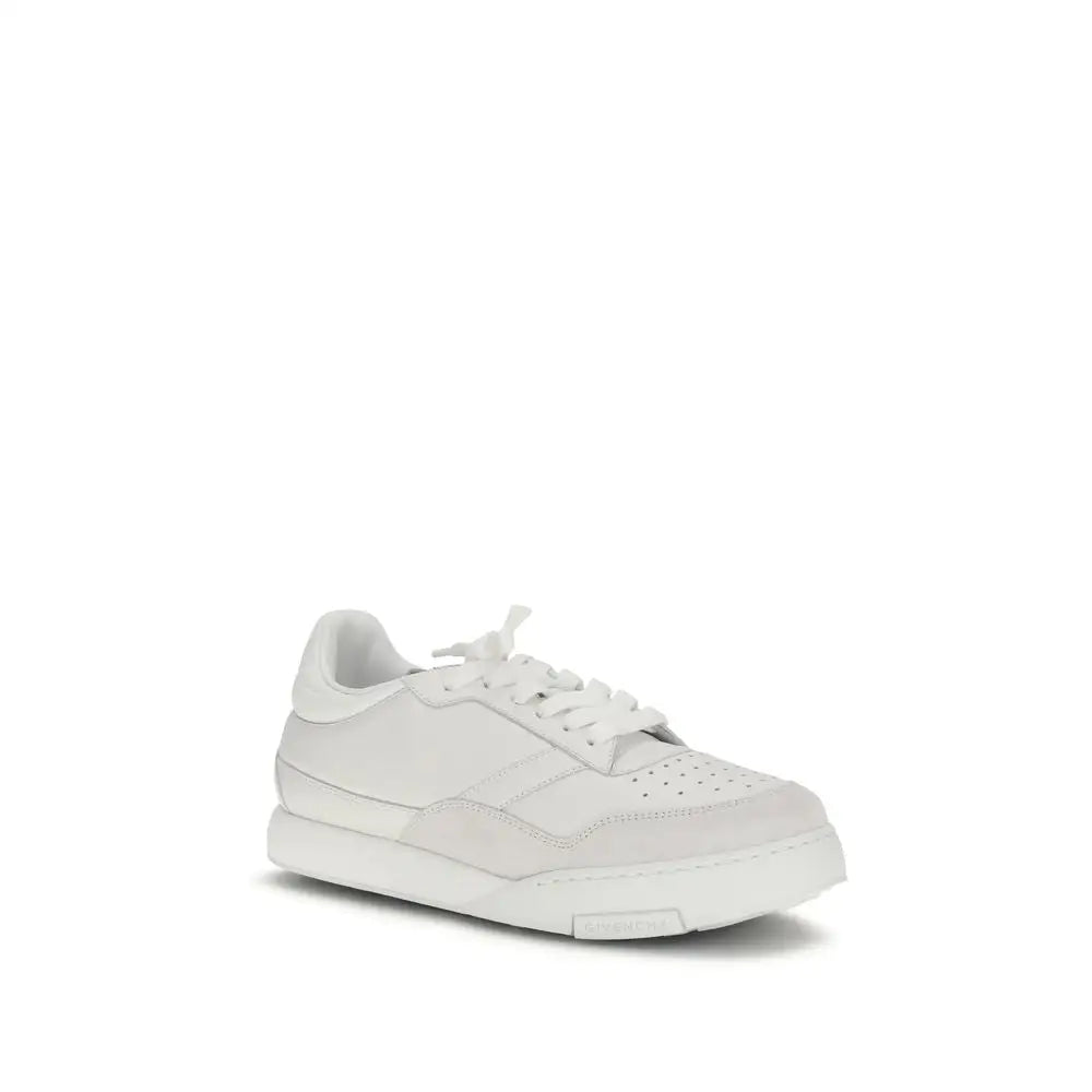 Hvid Givenchy calf leather Bos Taurus low-top sneaker med perforeret detalje og chunky sål