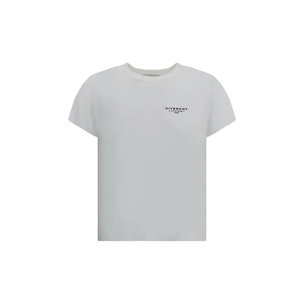 Minimalistisk hvid Givenchy T-shirt med subtilt sort logo, outlet mærkevarer
