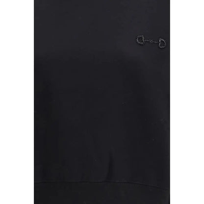Gucci black cotton sweatshirt med sort læder notesbog og sølv hestbit emblem