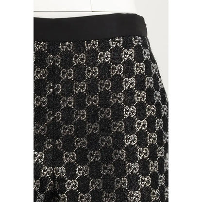 Sort Gucci sort og mini shorts i sort viskose med sort tweed-kilet med G-monogram og sølvperler