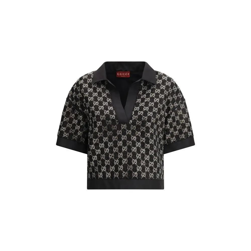 Sort Gucci sort viscose top med hvide GG-logo, spar 30-70% på mode