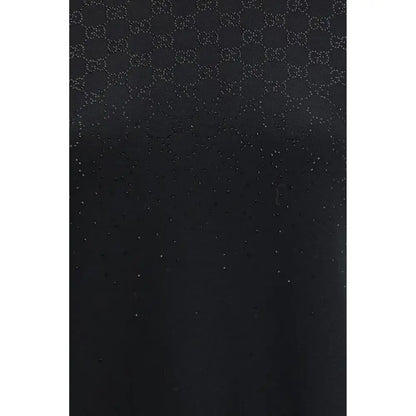 Gucci sort kjole i uld med sort stof, GG-mønster og sølv glitter