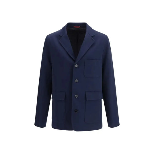 Navy blue Gucci coat med tre knapper og flaplommer, spar 30-70% på mode