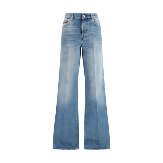 Gucci Light Blue Cotton Flared Jeans - Jeans