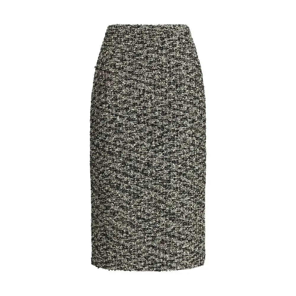 Gucci multicolor polyamide midi skirt i sort-hvidt tweed-mønster